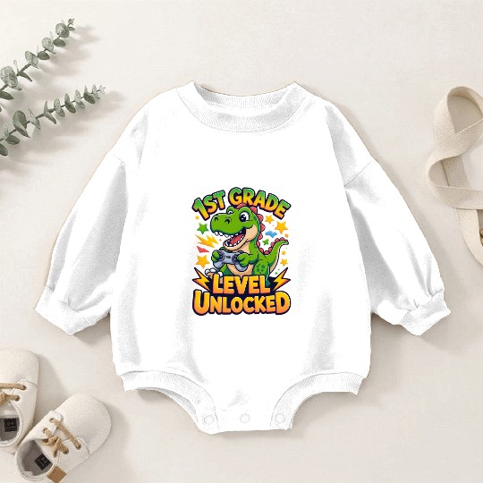 1st Grade Level Unlocked Back to School Video Game Baby Romper Sweatshirts