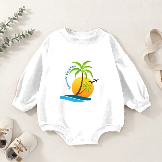 Tropical Sunset Beach Scene Baby Romper Sweatshirts