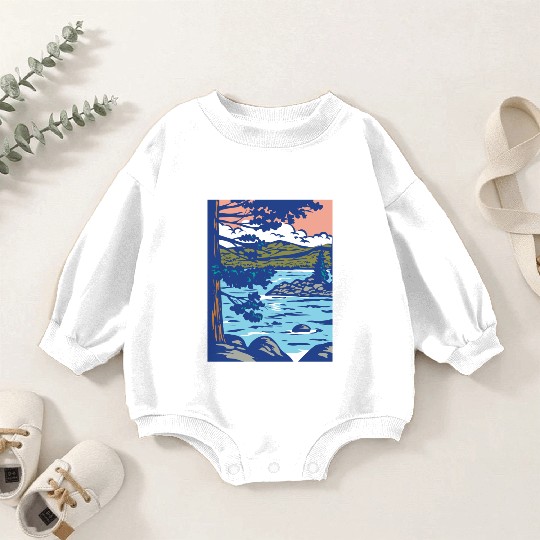 WPA Art Emerald Bay State Park in South Lake Tahoe Baby Romper Sweatshirts