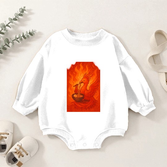Fiery Phoenix with Ramen Bowl Baby Romper Sweatshirts