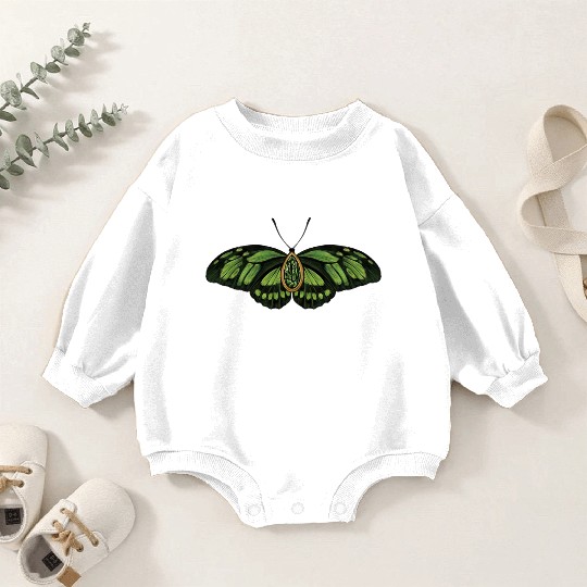 August Green Peridot Dido Longwing Butterfly Art Baby Romper Sweatshirts
