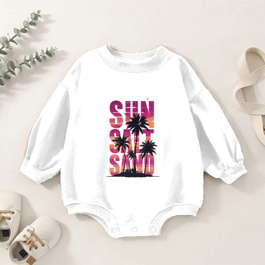Sunset Palm Tree Silhouette Design Baby Romper Sweatshirts