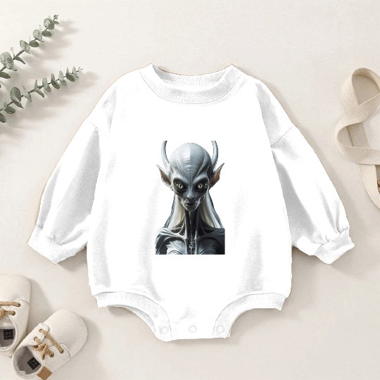 Futuristic Alien Creature Illustration Baby Romper Sweatshirts