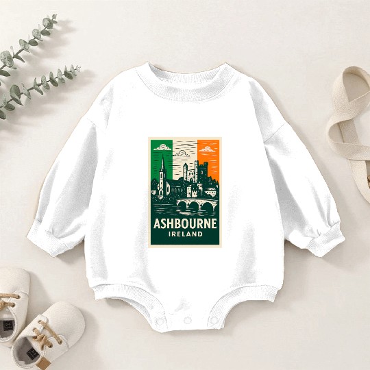 Irish Villagescape with Castle and Church Baby Romper Sweatshirts
