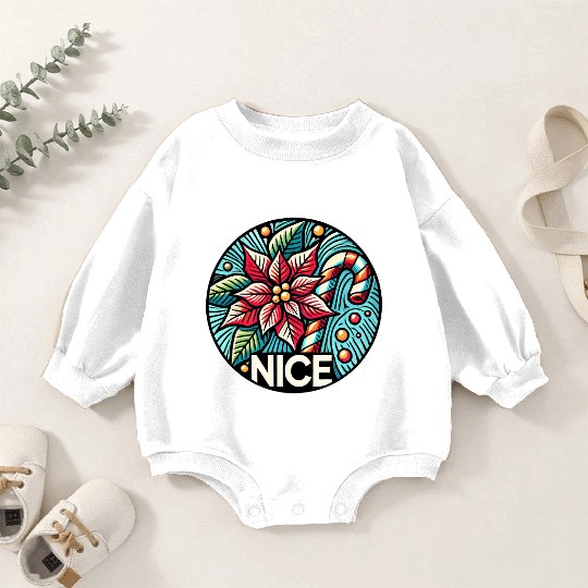 Festive Poinsettia Holiday Patch Baby Romper Sweatshirts