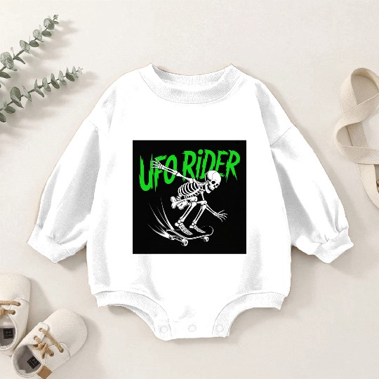 UFO Skeleton Skateboard Design Baby Romper Sweatshirts