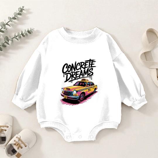 Vibrant Taxi Dreams Illustration Baby Romper Sweatshirts