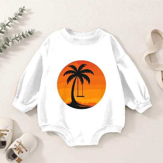 Sunset Palm Tree Swing Illustration Baby Romper Sweatshirts