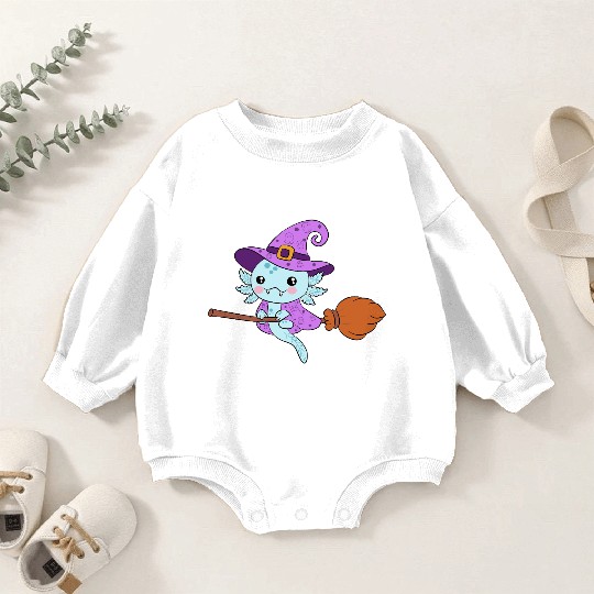 Cute Halloween Witch axolotl Design Baby Romper Sweatshirts