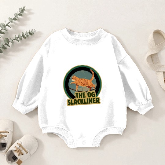 The OG Slackliner – Vintage Cat Walking the Line Baby Romper Sweatshirts