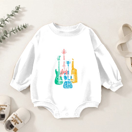Rock and Roll Guitar Art Design Baby Romper Sweatshirts
