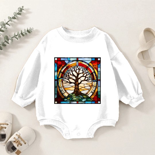 Stained Glass Tree of Life Artwork Baby Romper Sweatshirts