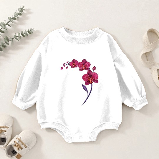 Elegant Violet Pink Orchid Flower Branch Design Baby Romper Sweatshirts