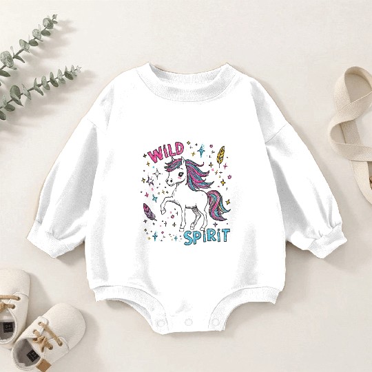 Colorful Wild Unicorn Spirit Design Baby Romper Sweatshirts
