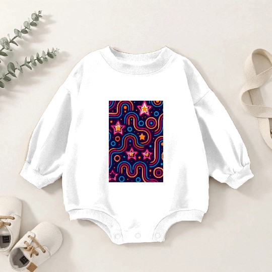 Neon Starburst Cosmic Pattern Baby Romper Sweatshirts