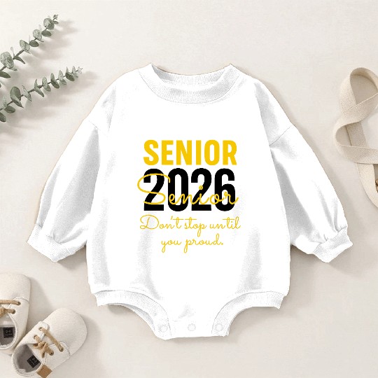 Senior 2026 Distressed Number Design Class of 2026 Baby Romper Sweatshirts