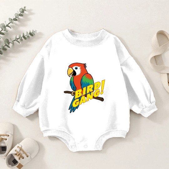 Bird Gang Parrot Cartoon Sticker | Tropical Funny  Baby Romper Sweatshirts