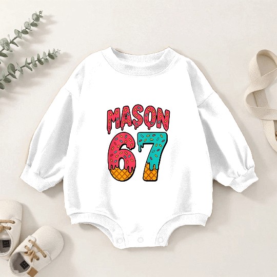 Mason 67 Ice Cream Cute Meme Six Seven Baby Romper Sweatshirts