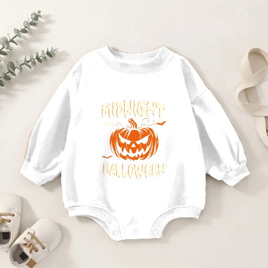Midnight Halloween Pumpkin Scary Jack-O-Lantern Baby Romper Sweatshirts