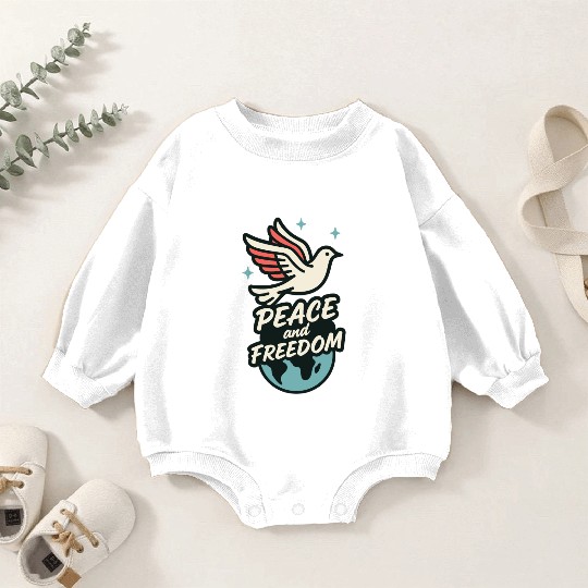 Peace and Freedom │ Retro Dove of Peace Design	 Baby Romper Sweatshirts