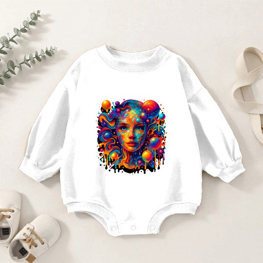 Vivid Psychedelic Woman Portrait Baby Romper Sweatshirts