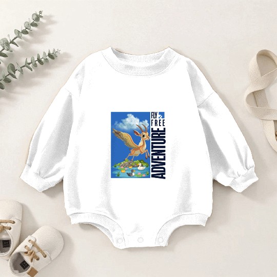 Flying Mythical Waterfowl with Adventure Theme Baby Romper Sweatshirts