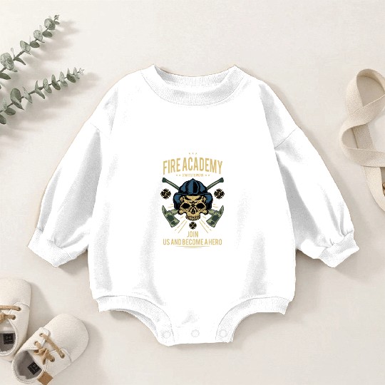 Fire Academy Skull Hero Design Baby Romper Sweatshirts