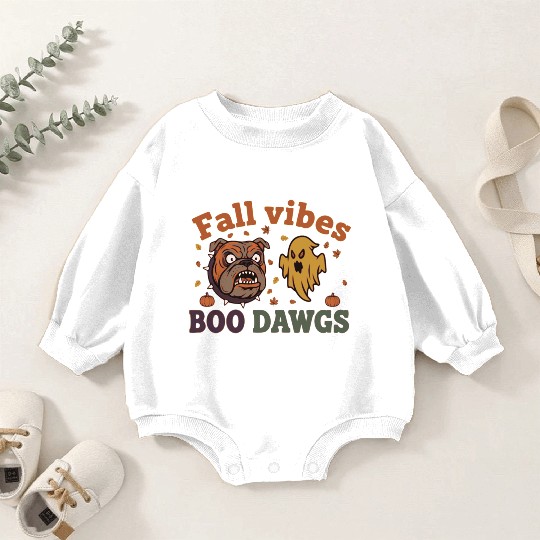 Fall vibes | Halloween Bulldog Ghost  Baby Romper Sweatshirts