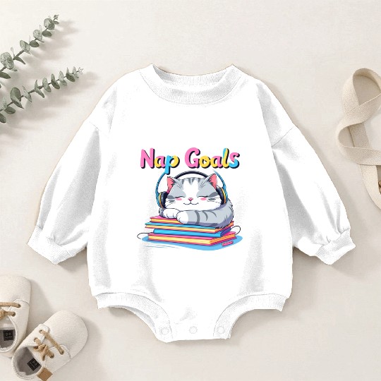 Cute Cat Nap Goals Design Baby Romper Sweatshirts