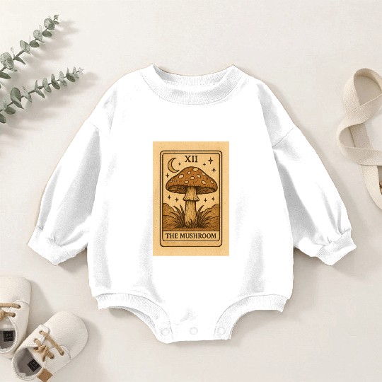 Mystic Mushroom Tarot Card Design Baby Romper Sweatshirts