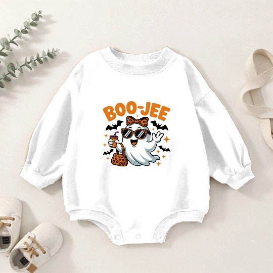 Boo-Jee Ghost Cute Leopard Print Halloween Boojee Baby Romper Sweatshirts