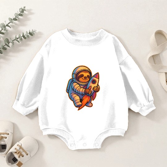 Joyful Sloth Astronaut Rocket Scene Baby Romper Sweatshirts