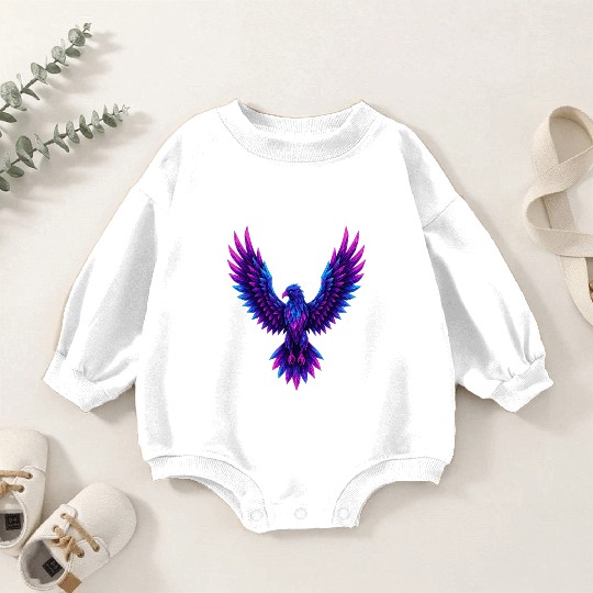 Vivid Blue-Purple Mythical Phoenix Baby Romper Sweatshirts