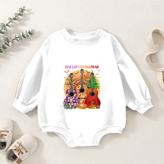 Happy HalloThanksMas Guitar  Baby Romper Sweatshirts
