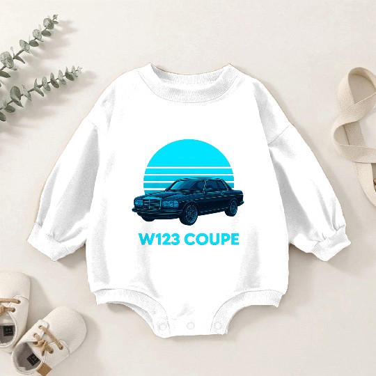 Black W123 Coupe – Neon Retro 80s Style Automotive Baby Romper Sweatshirts