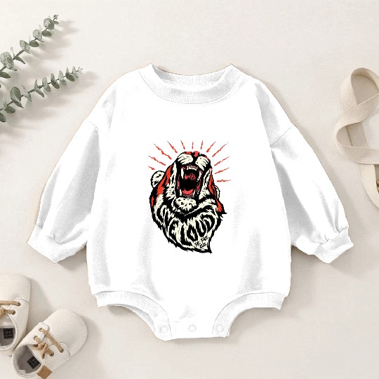 Fierce Roaring Tiger Illustration Baby Romper Sweatshirts