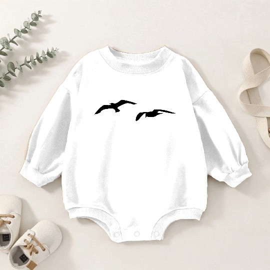 sea gull seagull harbour bird beach sailing ocean Baby Romper Sweatshirts