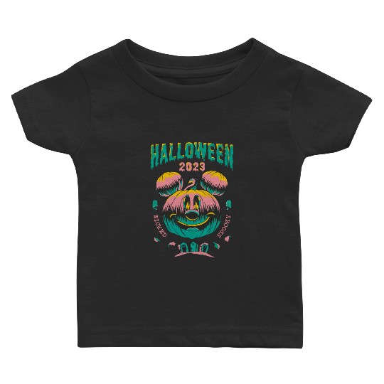 Mickey Pumpkin Wicked Happy Halloween Baby T Shirts, Halloween Baby T Shirts, Disney Baby T Shirts, Spooky Baby T Shirts