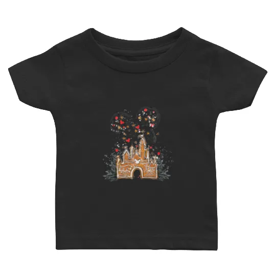 Mickey Gingerbread Castle Baby T Shirts, Christmas Castle Baby T Shirts, Disney Christmas Baby T Shirts