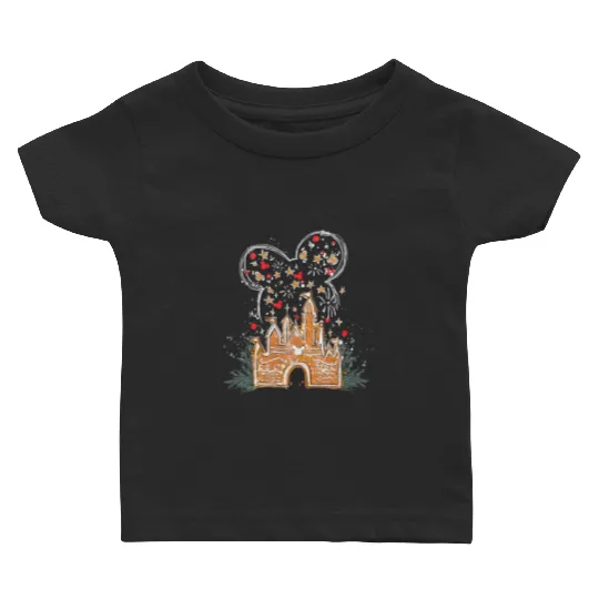 Mickey Gingerbread Castle Baby T Shirts, Christmas Castle Baby T Shirts, Disney Christmas Baby T Shirts