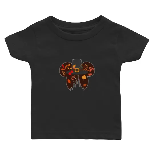 Mickey Fall Baby T Shirts, Disney Thanksgiving Baby T Shirts, Disney Head Baby T Shirts