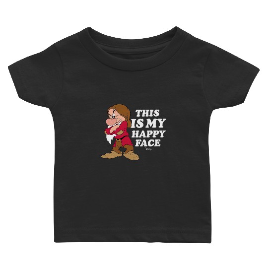 Disney Funny Grumpy This Is My Happy Face Baby T Shirts, Snow White And The Seven Dwarfs Baby T Shirts