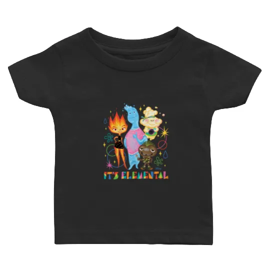 Disney Pixar It's Elemental Baby T Shirts, Elemental Ember And Wade Baby T Shirts