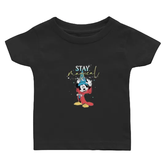 Retro Sorcerer Mickey Stay Magical Baby T Shirts, Fantasmic Disneyland Baby T Shirts