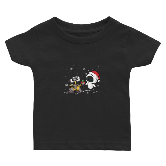 Disney Wall-E and Eve Christmas Lights Baby T Shirts, Santa Eve Baby T Shirts, Merry Christmas 2022 Baby T Shirts