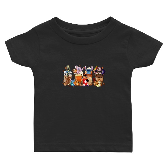 Fall Stitch Coffee Baby T Shirts, Fall Lilo And Stitch Baby T Shirts Baby T Shirts , Coffee Lover Baby T Shirts , Disney Fall Baby T Shirts