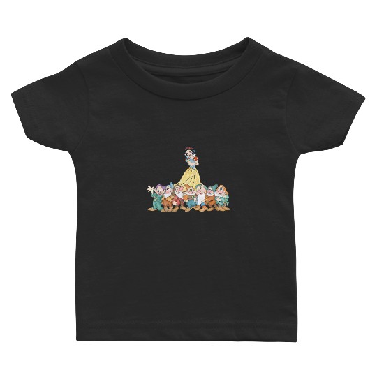 Disney Snow White Princess Watercolor Baby T Shirts, Snow White Seven Dwarfs Baby T Shirts