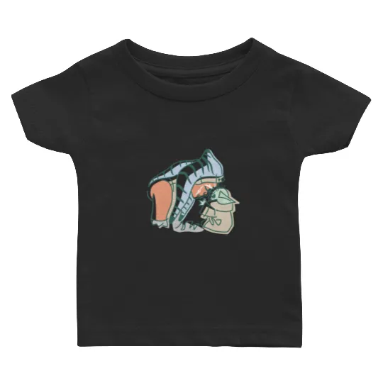 Grogu and Ahsoka Tano Baby T Shirts, Disney Star Wars Baby T Shirts
