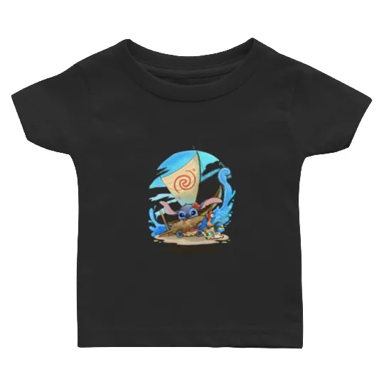 Disney Stitch Moana Baby T Shirts, Cute Stitch Baby T Shirts, Disney Moana Baby T Shirts