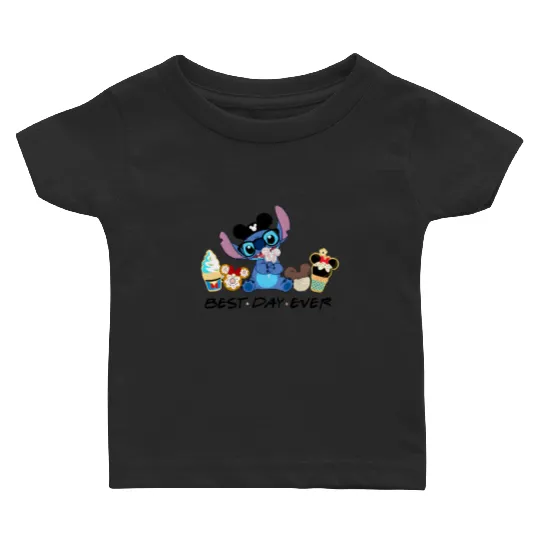 Disney Stitch Best Day Ever, Disney Snacks Baby T Shirts, Stitch Snacks Baby T Shirts